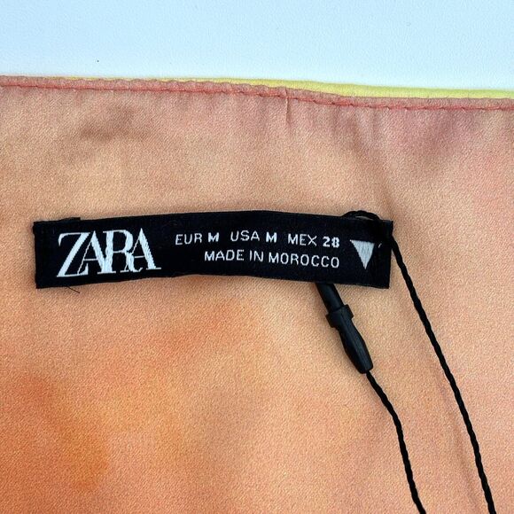 NWT Zara Asymmetric Purple Pink Ombre Print Top Spaghetti Straps Women’s Medium - Picture 7 of 13